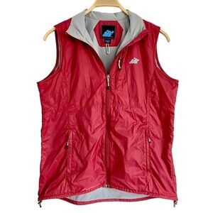 Eastern Mountain Sports Womens LARGE Red Zip Up Vest Gray Lining Lightweight